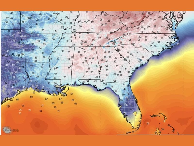 Georgia, Alabama, Mississippi, and the Carolinas Wake to Widespread Morning Chill Before Fast Warmup Arrives