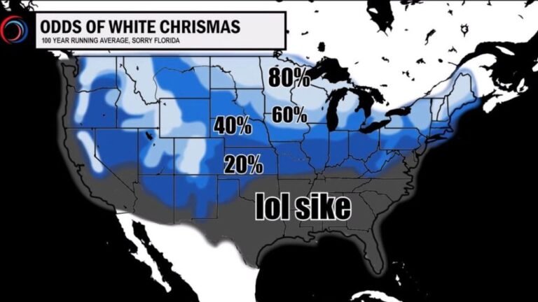 White Christmas Odds Favor Colorado, Wyoming, Montana, North Dakota, Minnesota, Wisconsin, Michigan, New York, and Maine as Most U.S. States Stay Snow-Free