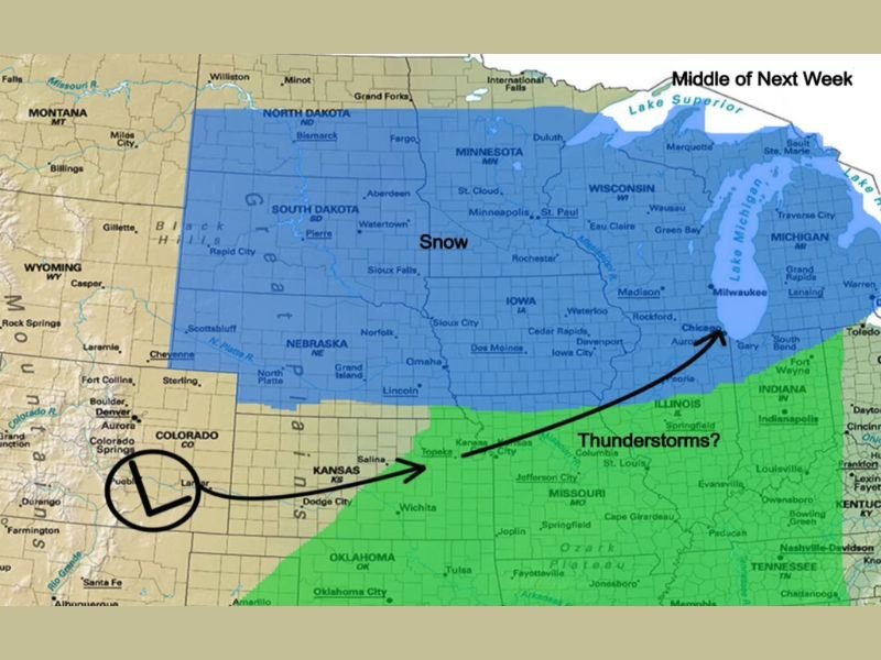 Mid-February Storm Setup Could Bring Snow to the Dakotas and Upper Midwest While Thunderstorm Risk Builds From Oklahoma Into Illinois