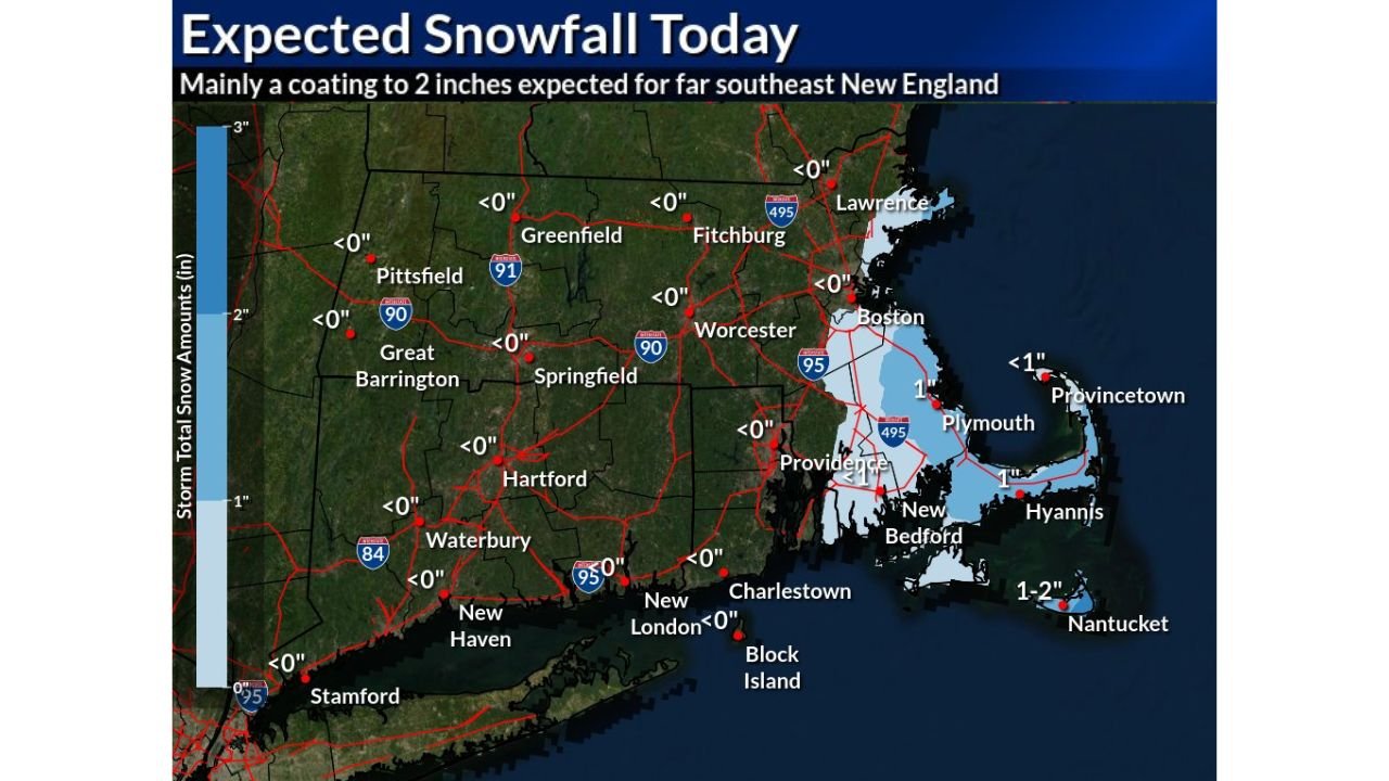 Scattered Snow Showers and Dangerous Winds Target Southeast New England as Cape Cod and Nantucket Brace for 60-MPH Gusts